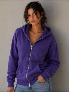 American Apparel Classic Purple Zip-Up Hoodie - size XS